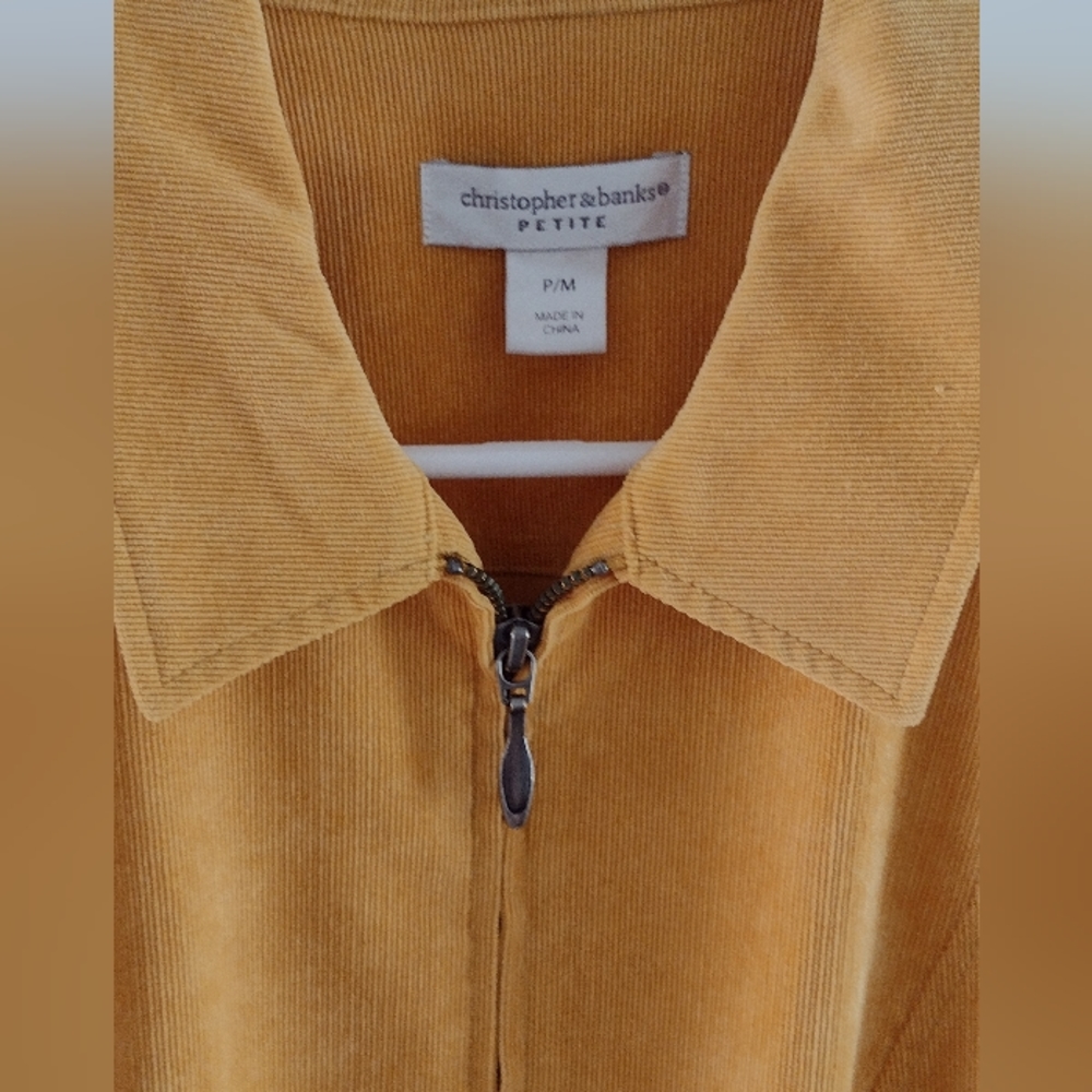 Christopher & banks petite medium m/p sunflower yellow zip corduroy jack… - Picture 6 of 11